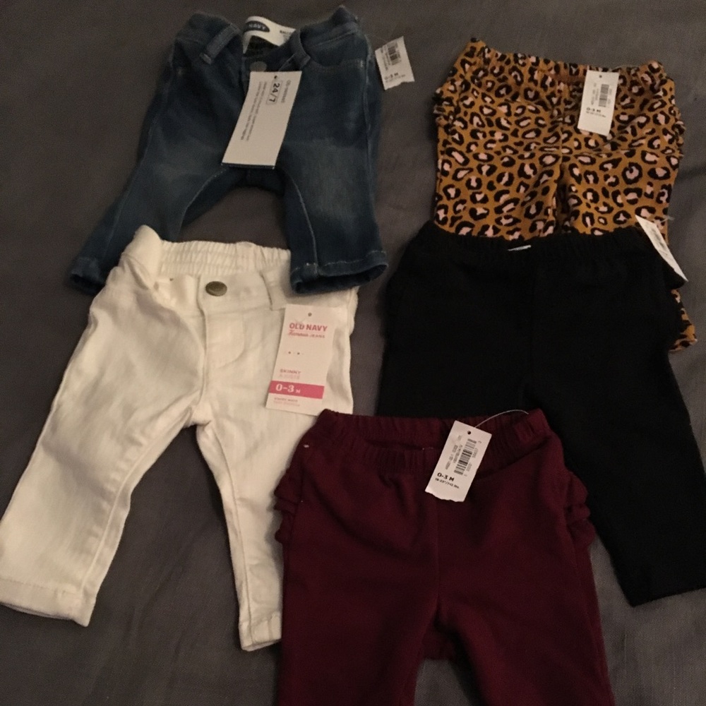 5 NWT Old Navy Bottoms 0-3 mon Leggings and Jeans
